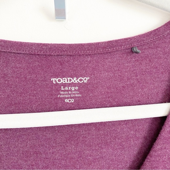 Toad & Co. Rozmonde Rosalinda 3/4 Sleeve V-Neckline Purple Organic Dress Large L - Picture 4 of 9